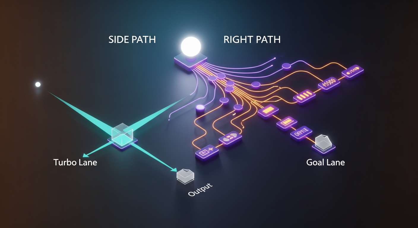 Two-lane architecture: Turbo Lane direct conversion vs Goal Lane agent orchestration